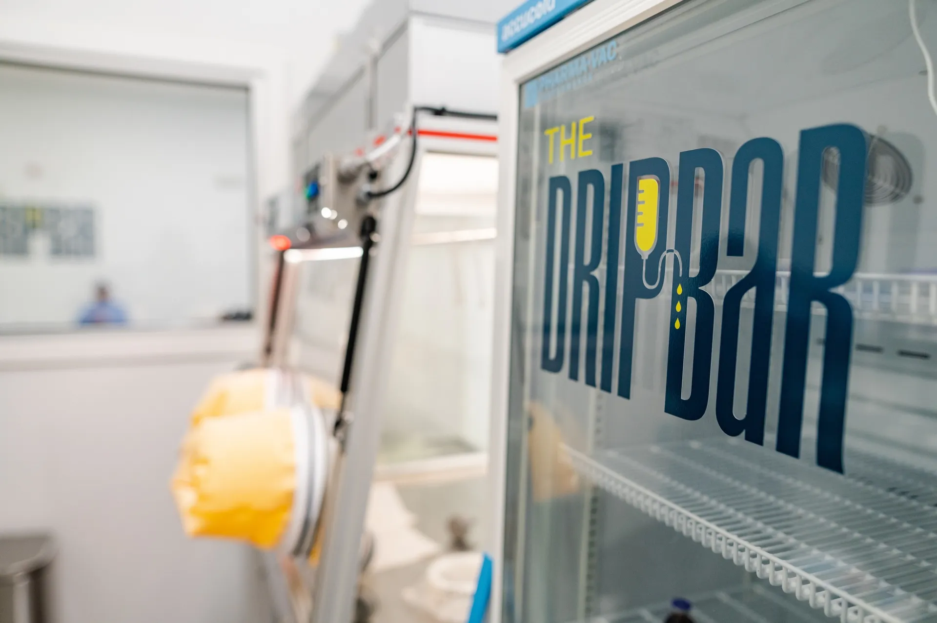 The DRIPBaR-branded medical fridge